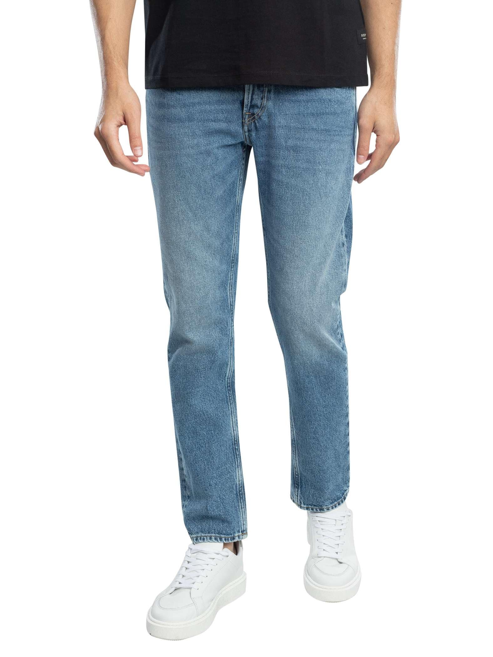 Replay Men's Grover Jeans, 009 Medium Blue, 34 W/30 L