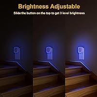 Vista 2 de Paquete de 2 luces nocturnas enchufables regulables, luz nocturna azul, sensor automático de atardecer a amanecer, luz nocturna LED, brillo suave