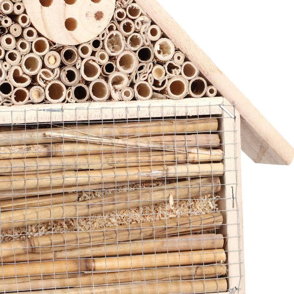 Wooden Hotel, Hanging House for Gardens, Garden Outdoor Butterfly House, Home Bamboo Nesting Habitat, Shelter Nesting for Ladybugs Butterfly Mason Bees (A-Type)