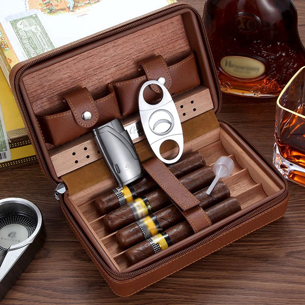 MRKU Scatole per sigari, umidificatori, Custodia per sigari Portatile, Tubo per sigari da Viaggio, Portafoglio Porta sigari, Accessori Regalo per sigari per Uomo