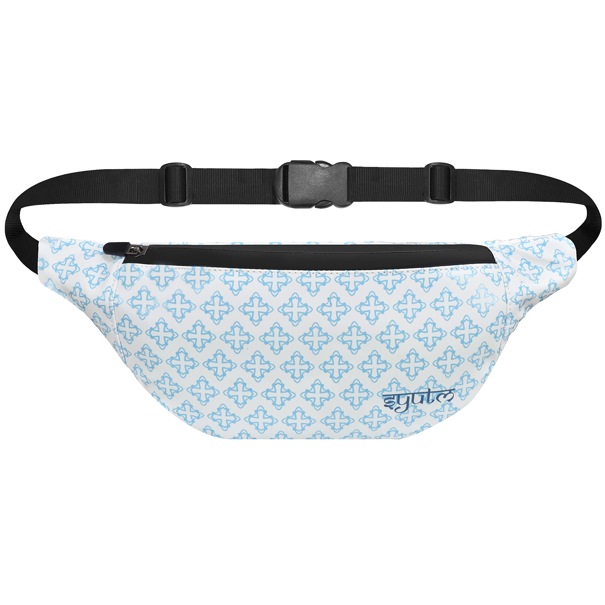 syutm Unisex Premium Printed Leather Waist Pack Slinger Travel Handy Hiking PU Rubber Zip Pouch Elegant Style Document Money Phone Belt Sport Bag for Men and Women Adjustable Strap (Medallion Blue)-picture-43