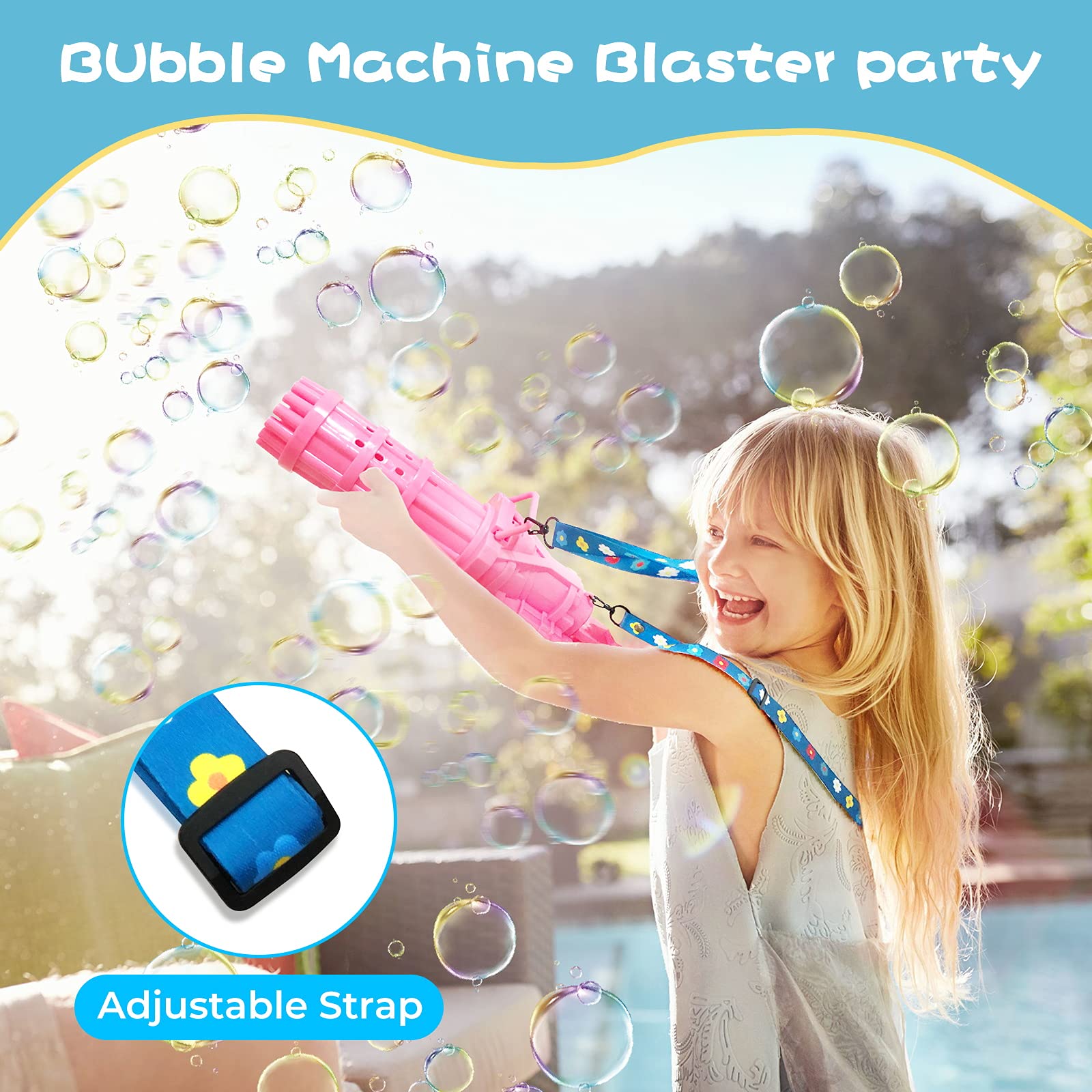 luximi Bubble Machine Gatling Bubble Gun, 6000+ Bubbles Per Minute