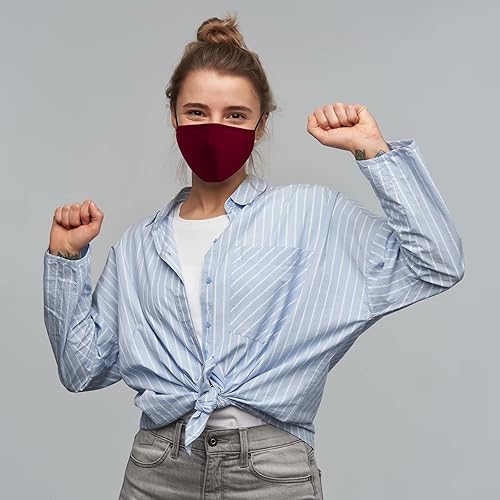 Miniatura 4 de Mascarillas faciales lavables y reutilizables de tela de 3 capas ajustables con cintas elásticas para las orejas y máscara de alambre para la nariz,