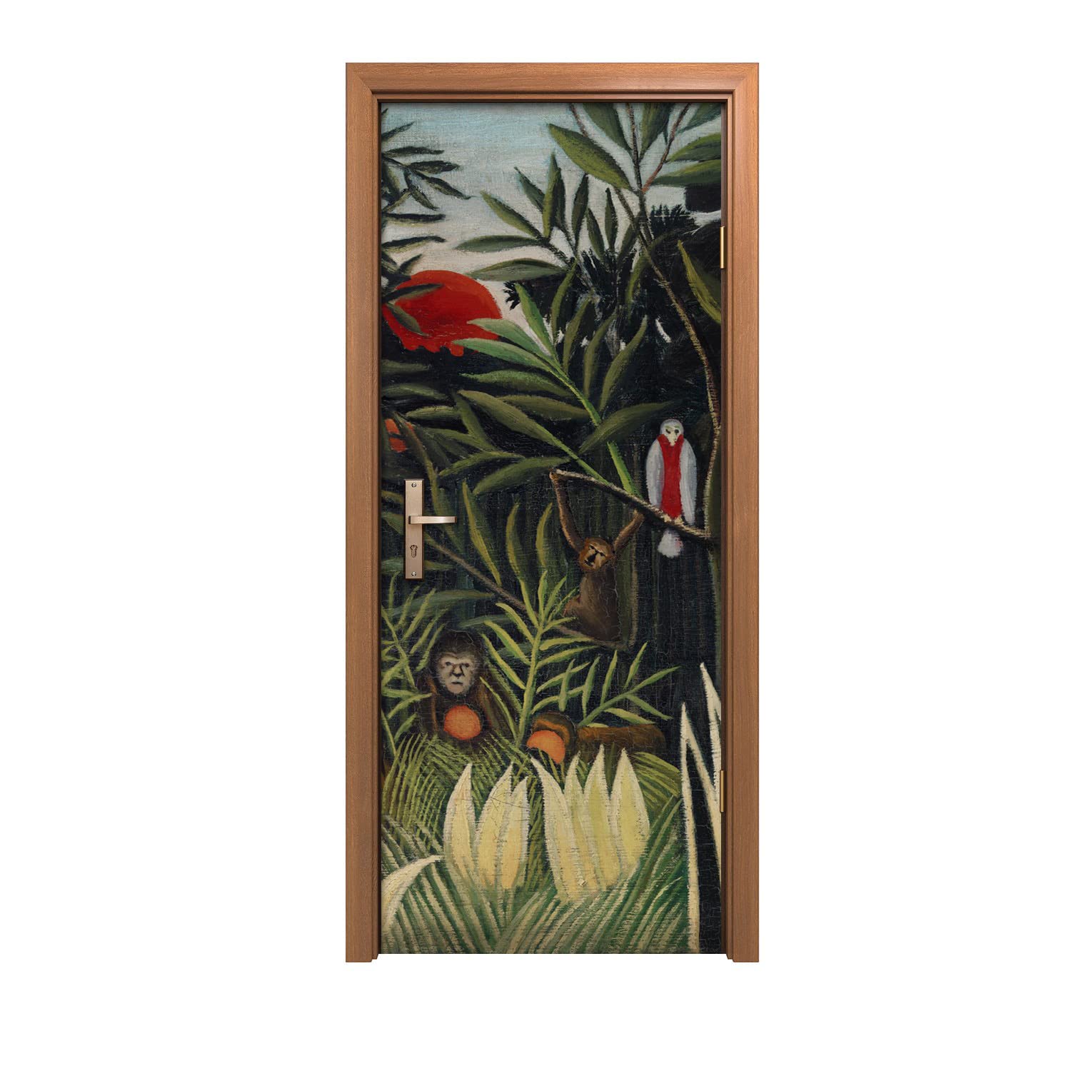 Autocollant de porte 80x200cm décor forêt de singes pour habiller un mur