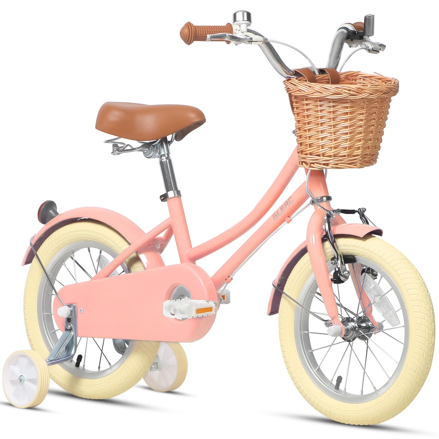 Glerc Little Molly 12-20 inch Kids Retro Cruiser Bike for 2-13 Year Old with Wicker Basket & Training Wheels/Kickstand, Mutiple Colors