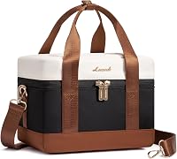 LOVEVOOK Insulated Lunch Bag for Women Men - Leakproof Large Capacity Cooler Tote for Work Office Picnics, Black-Beige-Brown