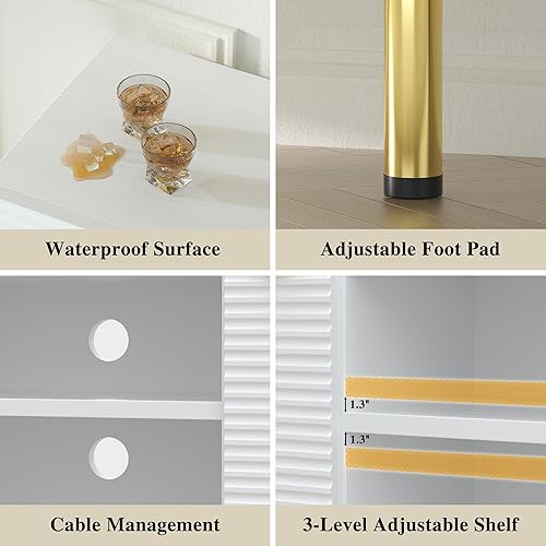 Miniatura 4 de Betterhood Soporte de TV para TV de más de 65 pulgadas, consola de TV moderna para sala de estar, dormitorio, centro de entretenimiento de madera