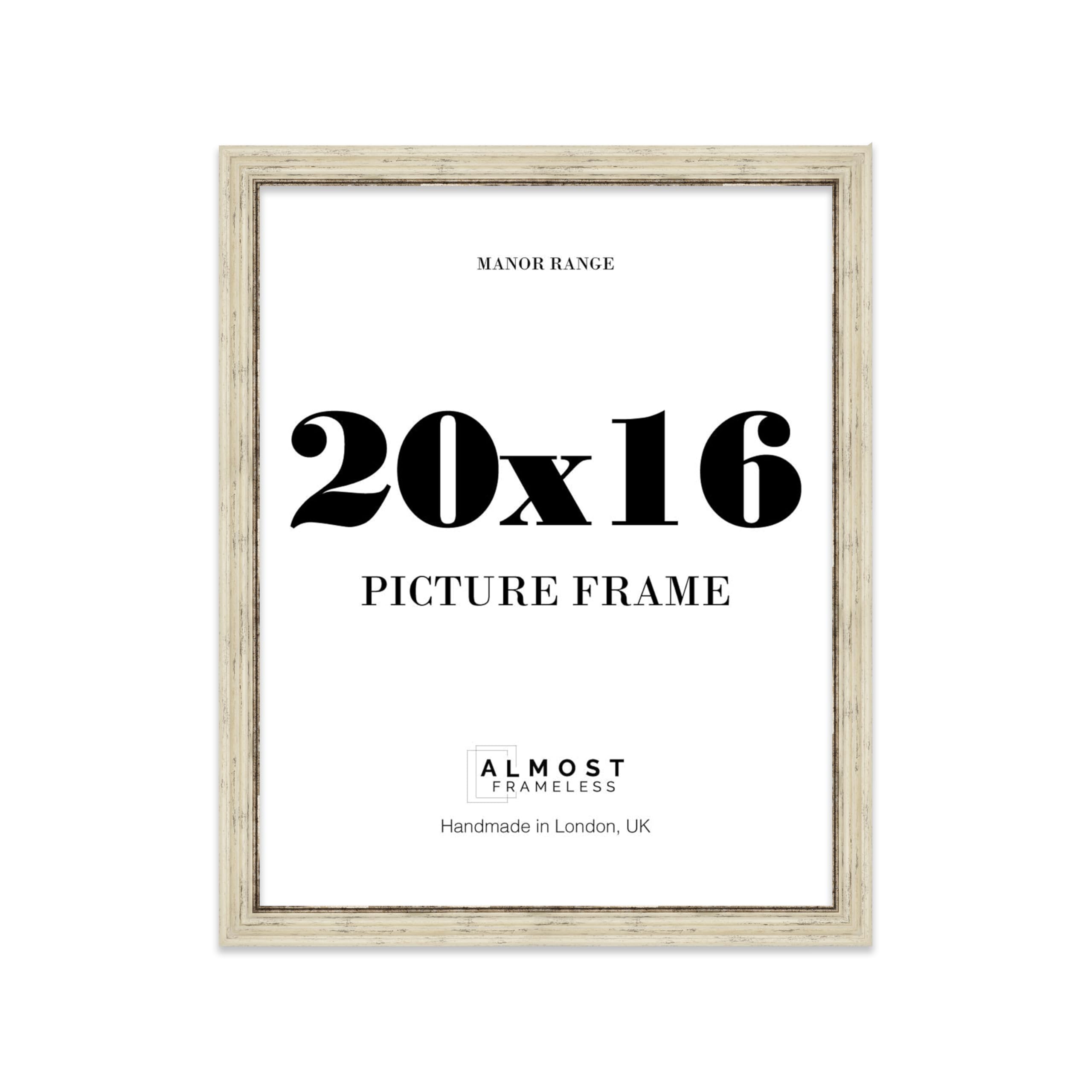 20x16 Picture Frame, Display 20x16 Pictures (50.8 x 40.6cm) - Distressed Cream Elegant 42mm Edge Frame for Home Décor - 1 Pack