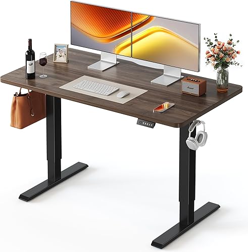 Miniatura 15 de FEZIBO Escritorio de pie, 48 × 24 pulgadas, altura eléctrica ajustable, para sentarse y ponerse de pie, escritorio de oficina para computadora con