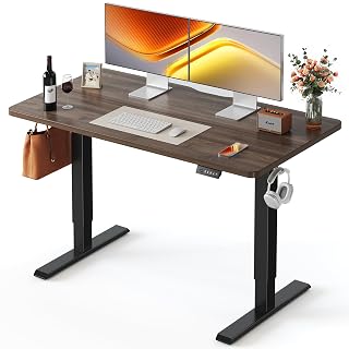 FEZIBO 48 x 24 Inchs Electric Standing Desk, Height Adjustable, Sit Stand Up, Computer Office Desk with Splice Board, Black Frame/Black Walnut Top - Amazon product rated Grade A