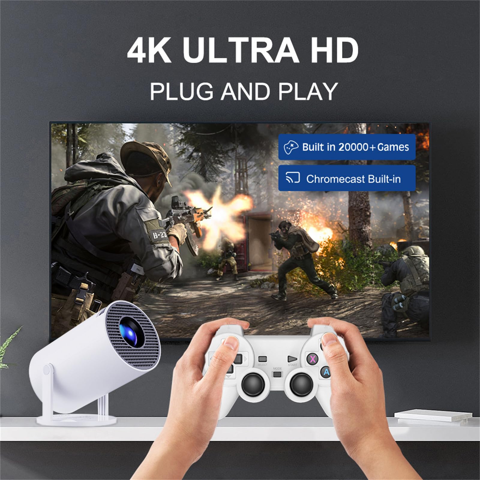 M300 Max Proiettore di Gioco, Proiettore E Gioco Con 2 Controller Wireless Proiettore di Gioco con Controller, Proiettore Videoproiettore M300 Max Videogiochi, Proiettore P30 Max e Gioco