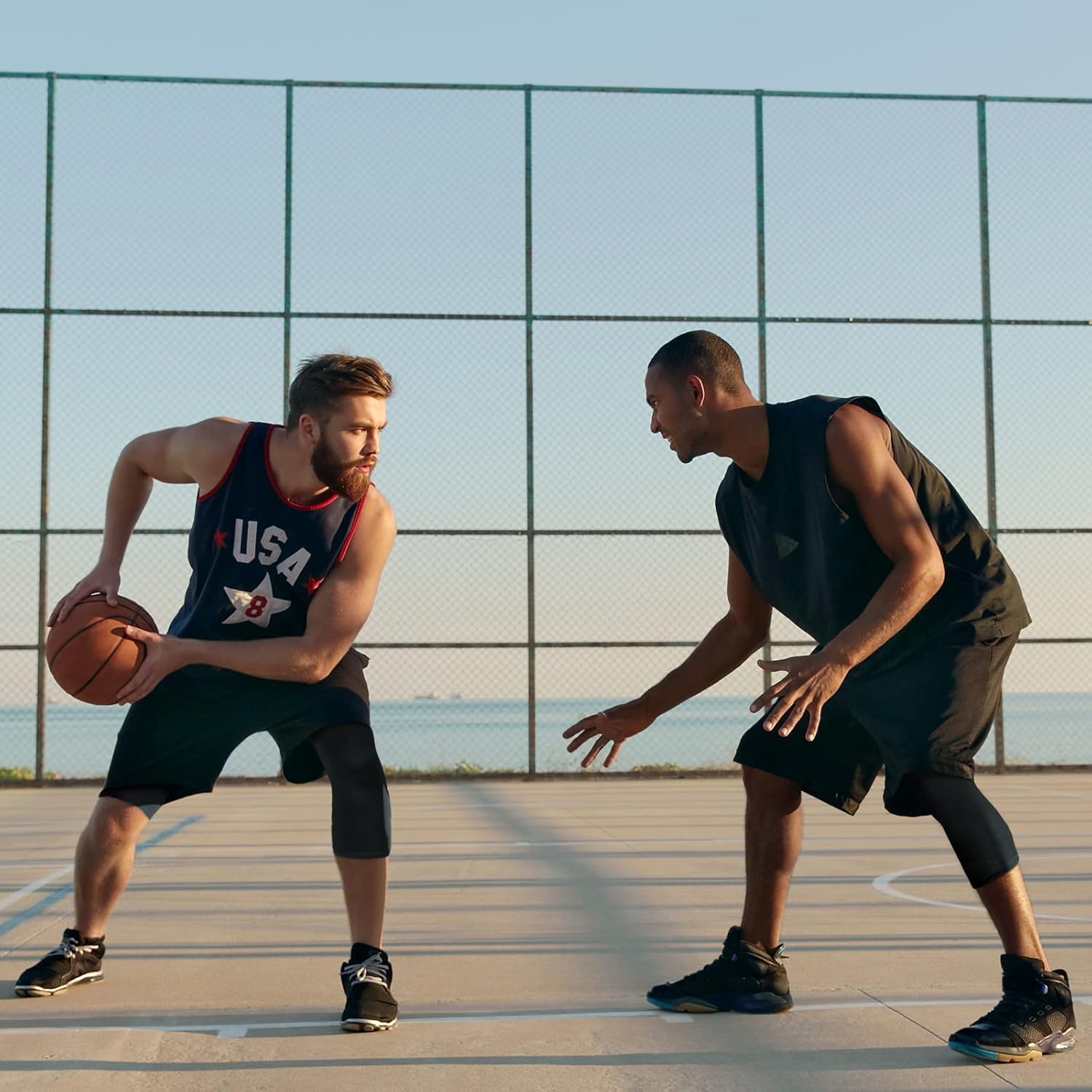 Hercicy 2 Packs 3/4 One Leg Compression Tights for Men Women Basketball Leg Sleeve Leggings Pants Athletic Base Layer - Image 3