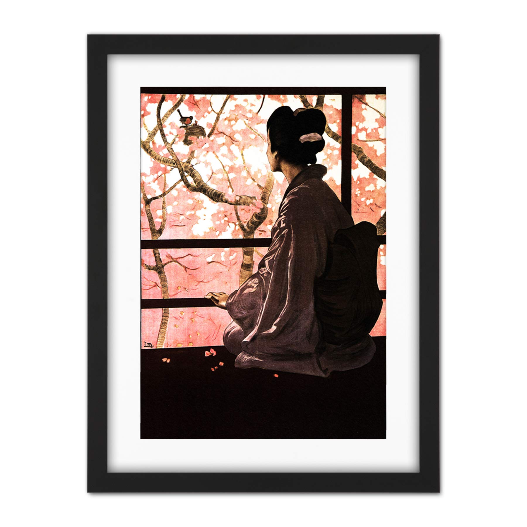 Wee Blue Coo Opera Madame Butterfly Japanese Artwork Framed Wall Art Print 18X24 Inch
