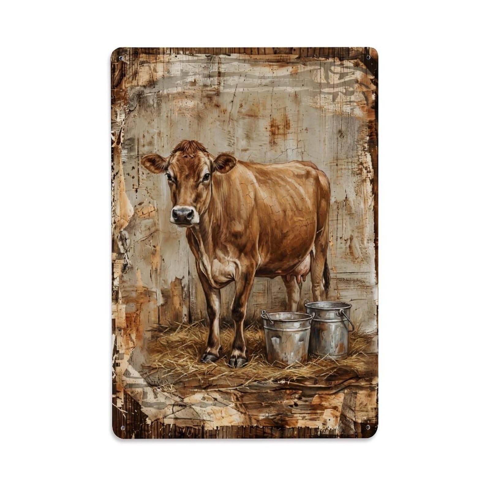 Jersey Cow Farm Dairy Milk Barn Vintage Metal Tin Sign Plaque Wall Decor for Cafe, Club, Garden Metal Poster 8x12Inch