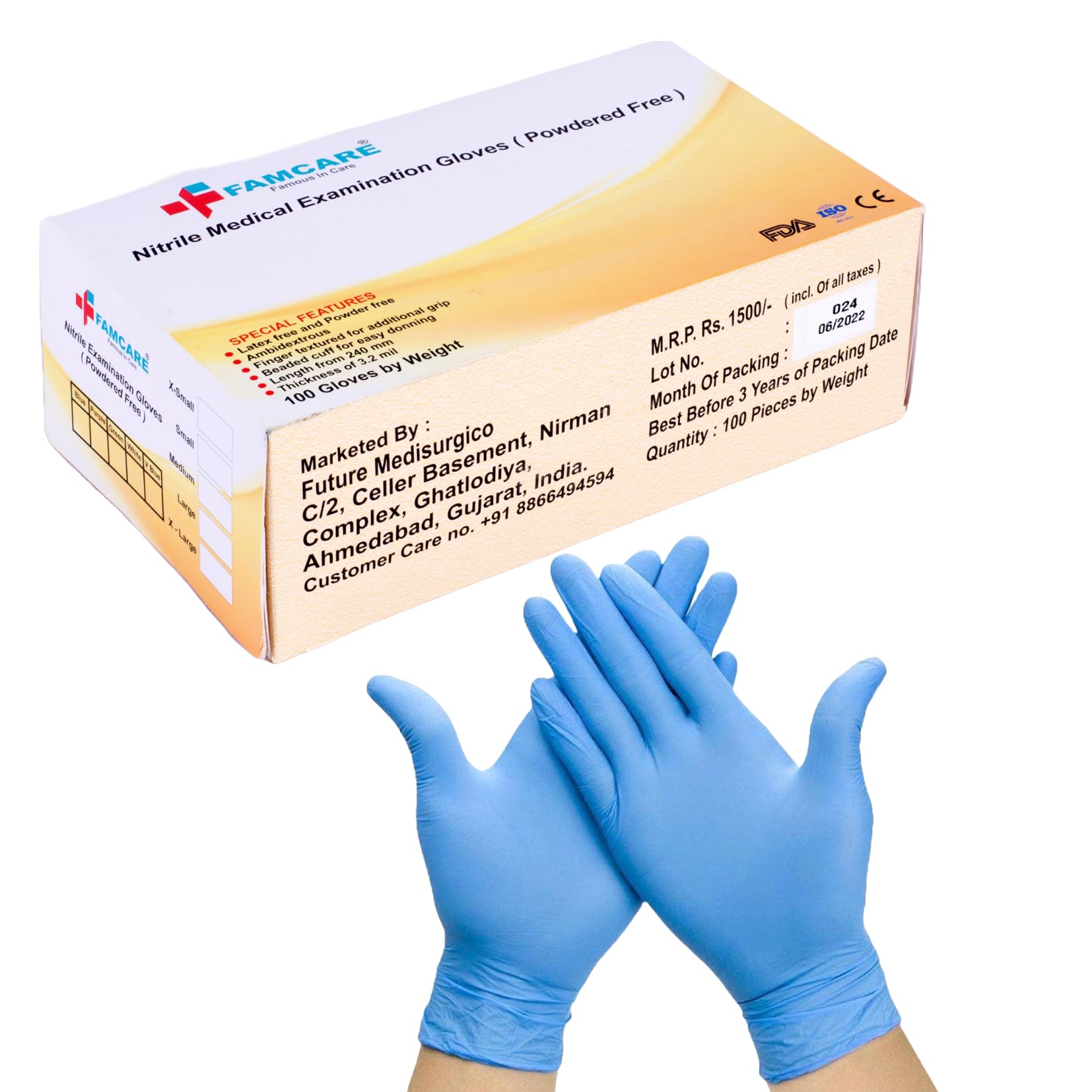 FAM CARE FAMOUS IN CARE Nitrile Disposable Powdered Free Medical