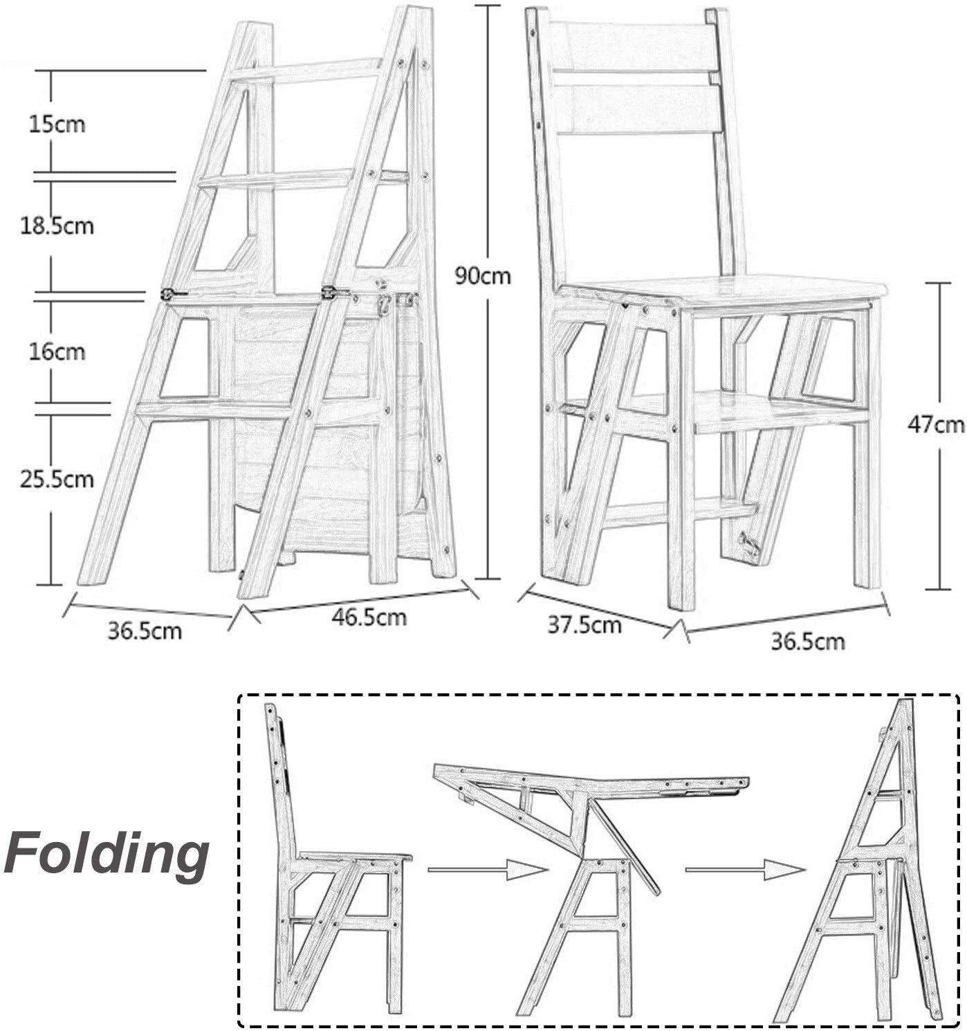 Folding Wooden Stool Chair Portable Library Ladder Multi Purpose Kitchen/Office Footstool Plant Stand Flower Rack