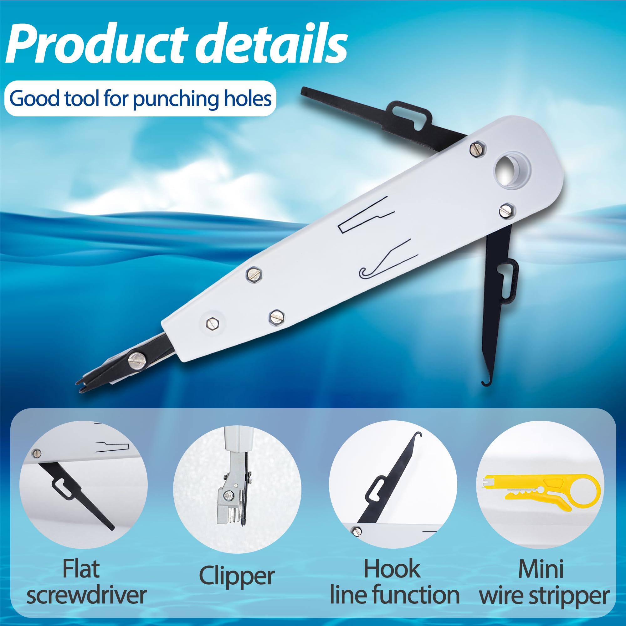 XIYING 4 Pcs Punch Down Tool, 2 Pcs Punch Down Tool for Rj45 Cat5/Cat6/Cat7 Telephone Cable with 2 Pieces Wire Stripper Combo - Image 3