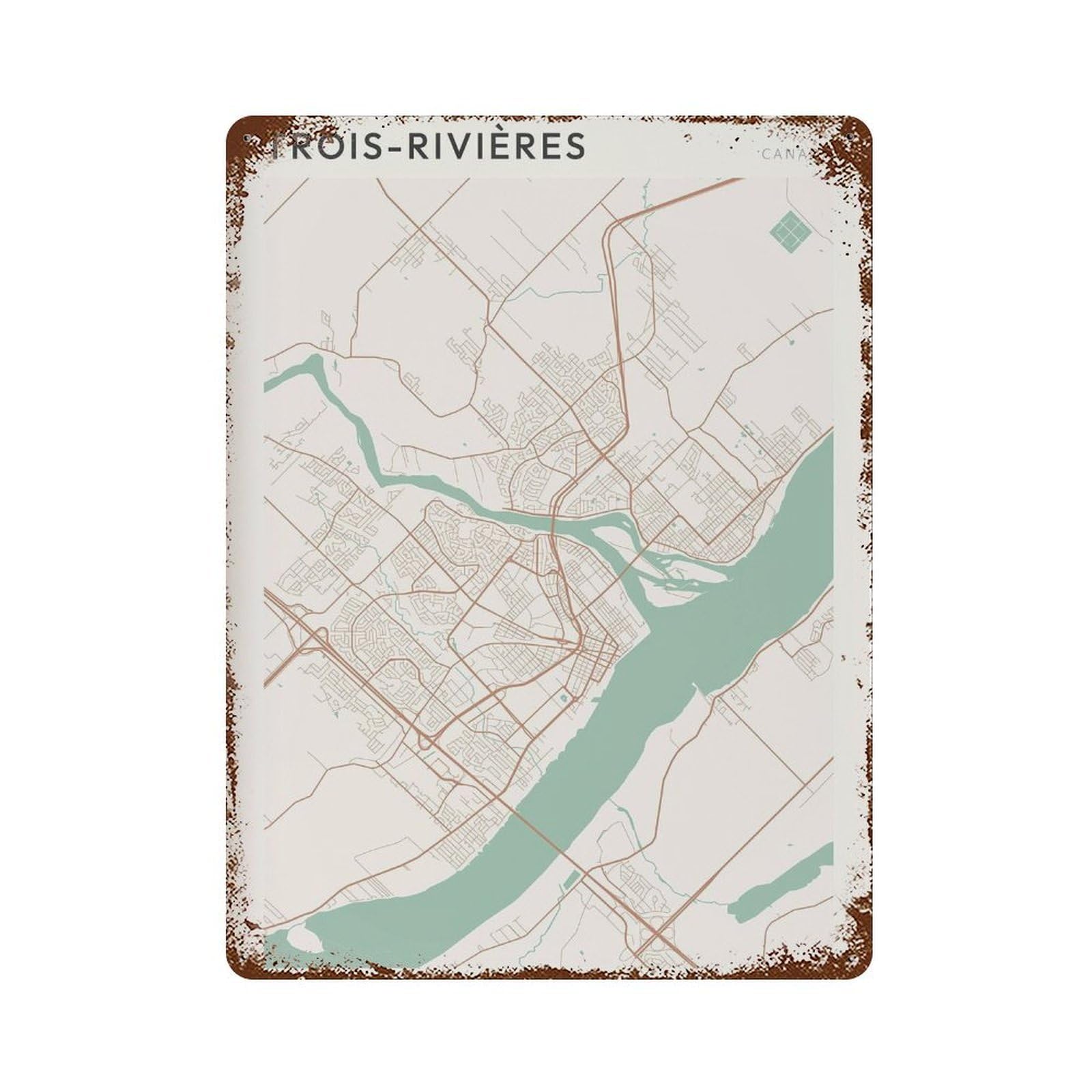 xiaoxiaoshen TroisRivieres Map Trois Wall Decor Art Metal Tin Poster Modern Home Decor Art Home Bar Shop Decorations Vintage Sign 40x30cm