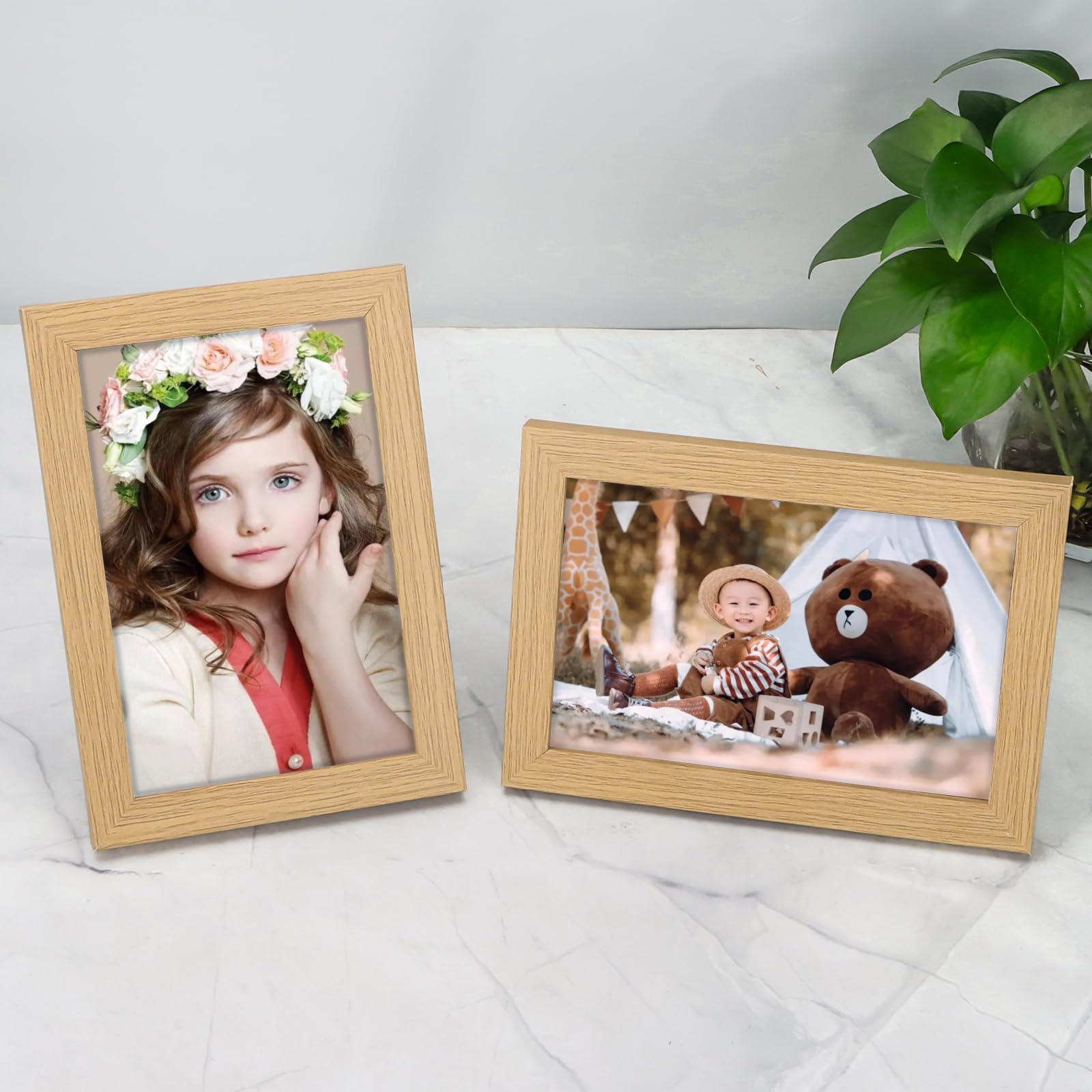 Set di 20 cornici portafoto, 10 x 15 cm, in MDF, legno, con vetro acrilico, portritto, per soggiorno, da appoggiare e appendere - Supporto da parete o da tavolo