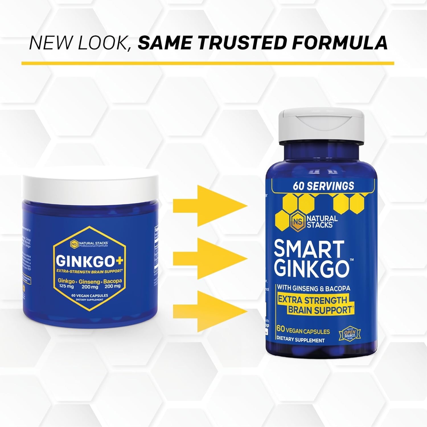 NATURAL STACKS Ginkgo Biloba + Creatine Monohydrate Bundle - Advanced Absorption Formula* - Extra Strength Brain Support* - 180 Total Capsules