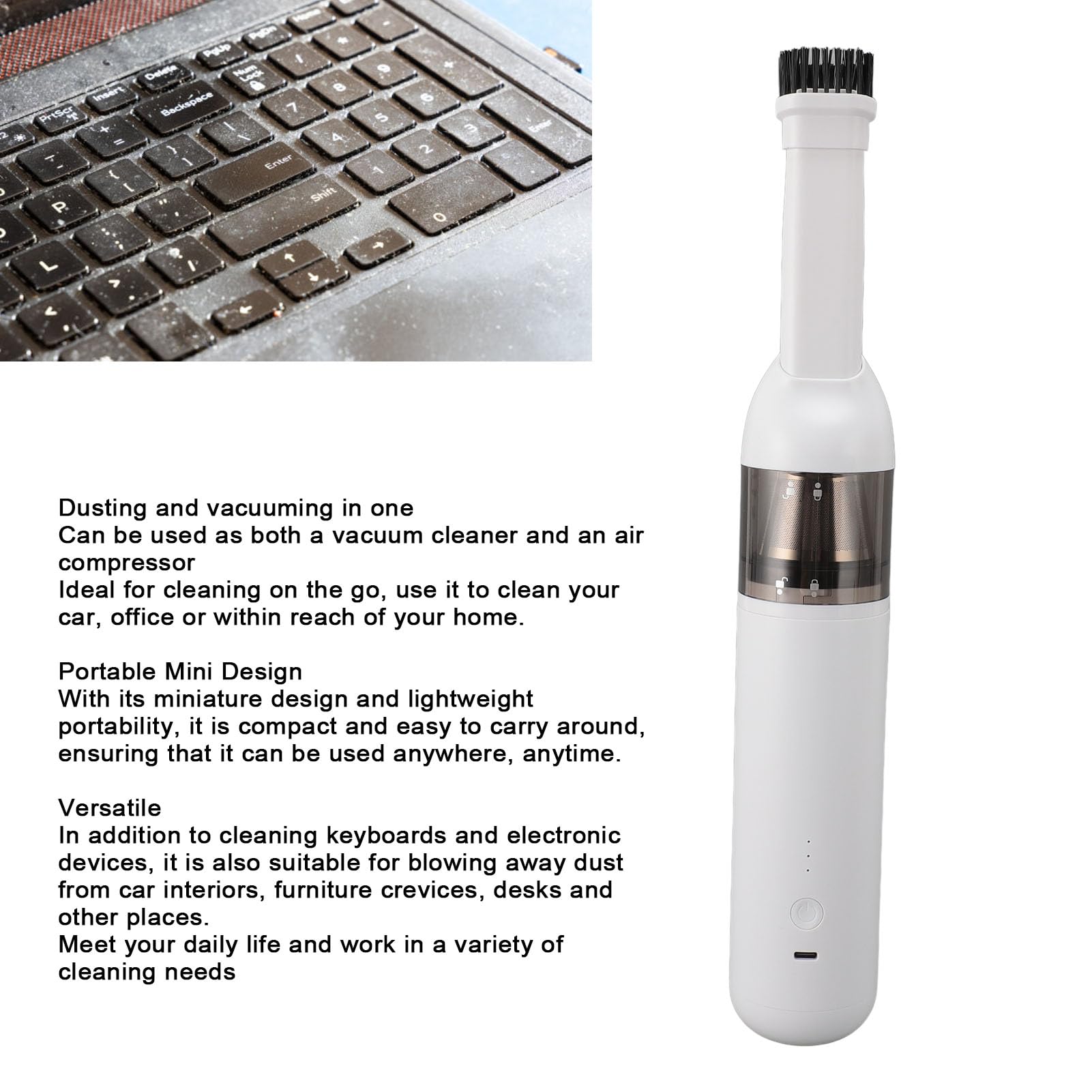 Duster, 2 Gear to 50000RPM Electric Air Duster with Vacuum Cleaner Function, 4000mAh Cordless Handheld Air Blower, for PC Car Camera Home