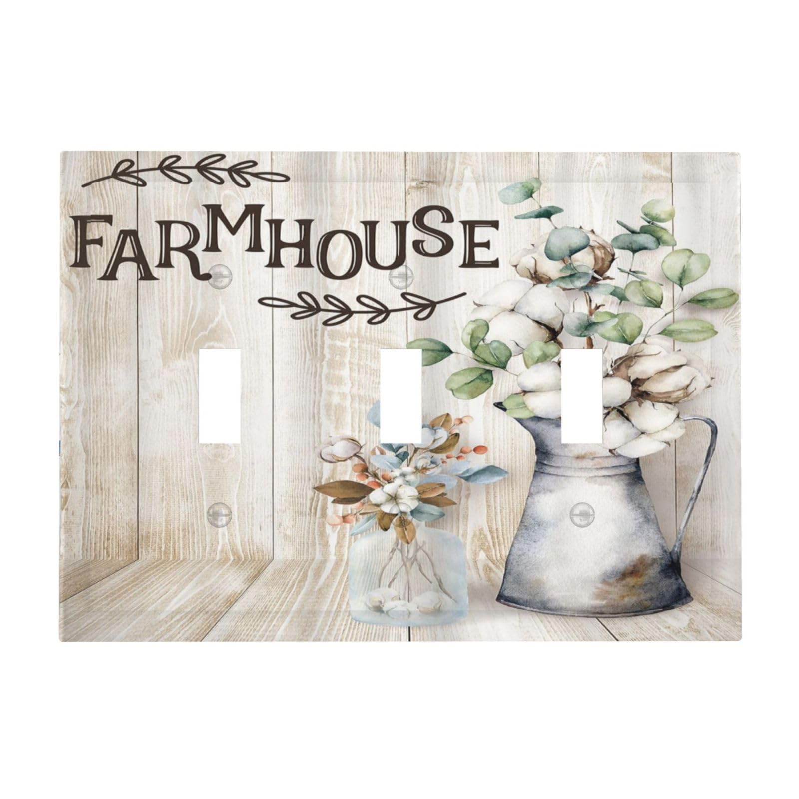 Plaque murale à 3 interrupteurs en coton à motif floral rustique pour la décoration de chambre