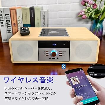 Mini Compo Set Combo CD Player, Vintage Style HiFi Stereo System with Retro, Bluetooth, FM Stereo, USB MP3 Playback, AUX Input, Headphone Jack, Compact ONEBODY System for Home Yellow
