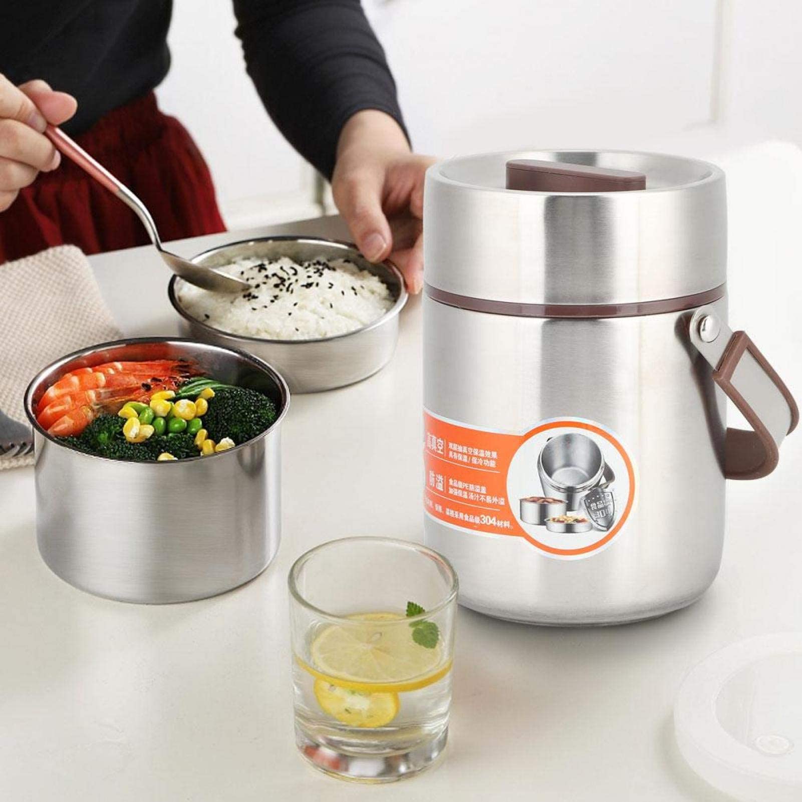 Termiczny termos próżniowy izolowany pojemnik na żywność – wysokiej jakości szczelne pudełko na lunch z podwójnymi ściankami do szkoły, biura, na kemping, piknik, wędrówki i podróż