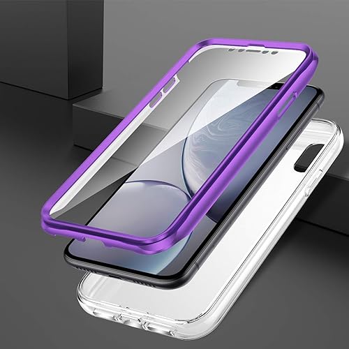 Miniatura 3 de Asuwish Funda de teléfono para iPhone XR 6.1 con protector de pantalla híbrida lindo mármol a prueba de golpes, cuerpo completo, duro, resistente,