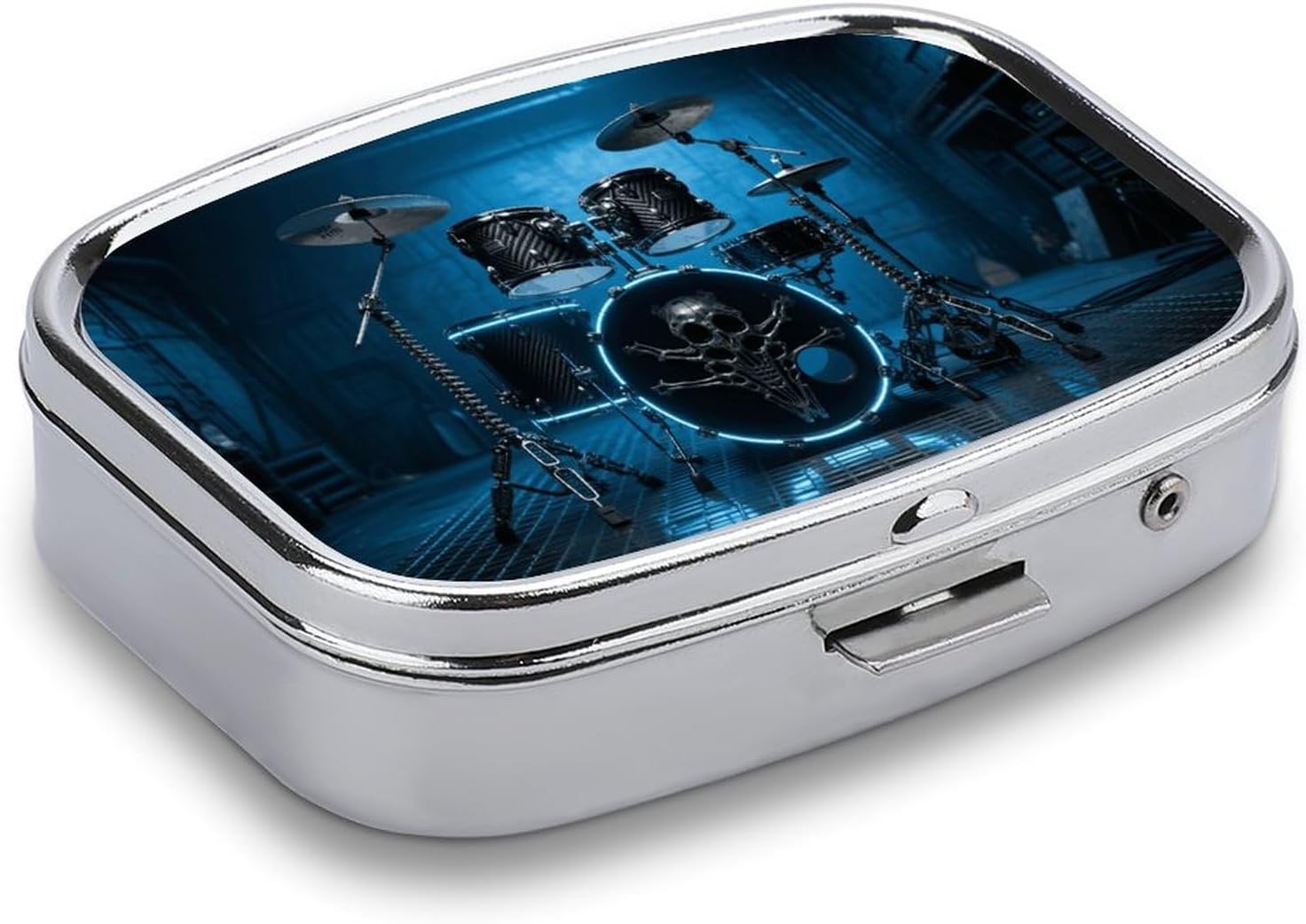 Cool Drum 2 Compartments Pill Box with Mirror for Pocket image 4