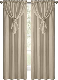 Allegra Curtain Panel with Attached Teardrop-Style Valance, 42 x 84 in