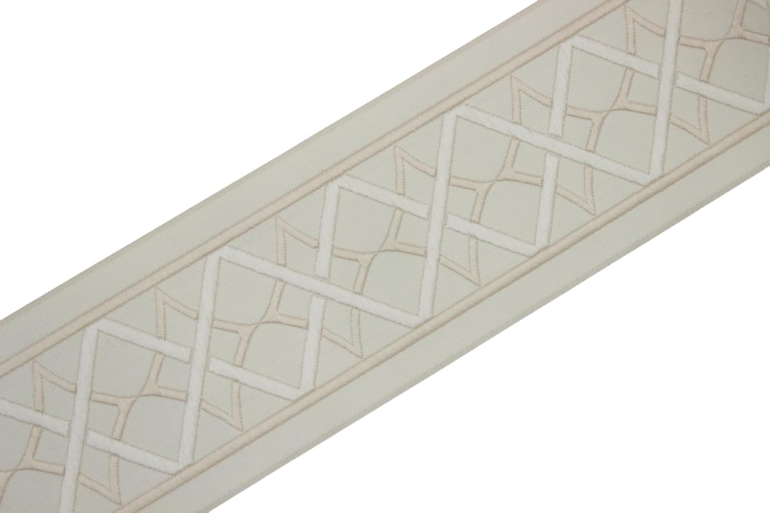 3.8 Yard Spool 2.67 inches Cream Geometric Embroidered Drapery Trim Jacquard Ribbon for your Drapes Curtains Drapery Banding Trim Tape V1 183