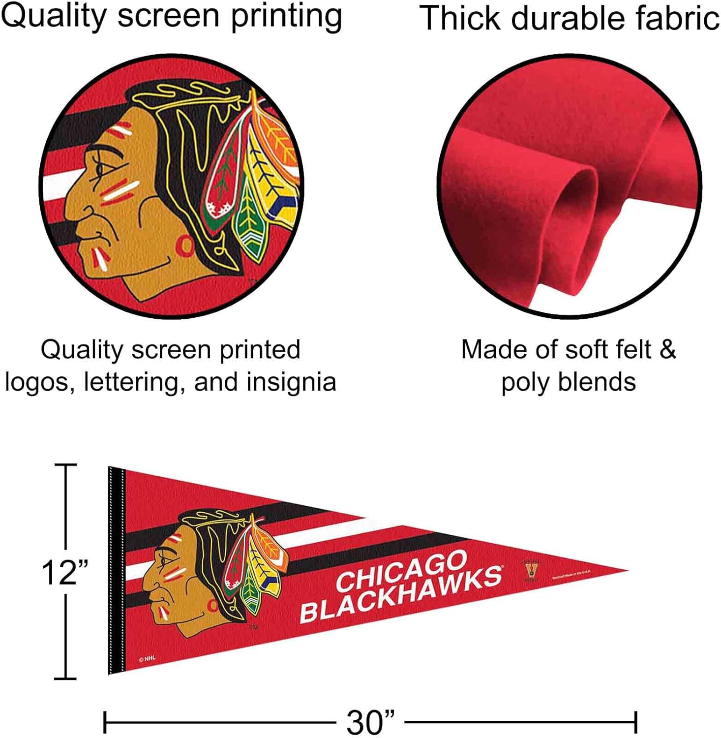 Chicago Blackhawks Vintage ThrowbackPennant - Image 2