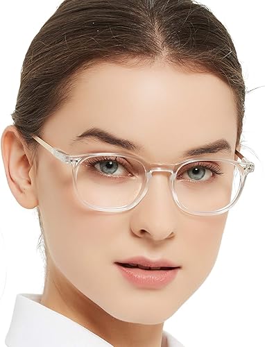 Miniatura 2 de MARE AZZURO Gafas de bloqueo azules redondas para mujer, gafas transparentes de moda para juegos de computadora