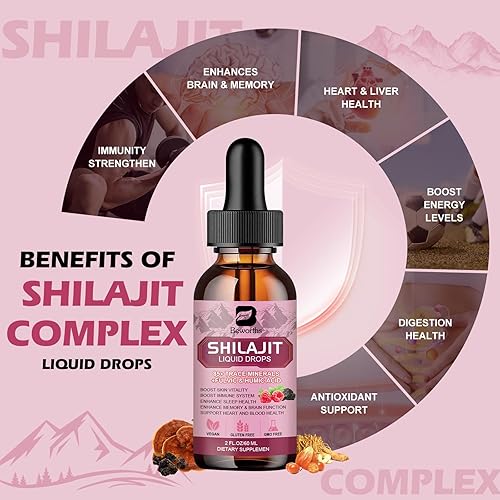 Miniatura 2 de Shilajit - Gotas líquidas de resina  Complejo orgánico de minerales Shilajit 85+ para apoyo inmunológico, refuerzo cerebral y energía, salud general