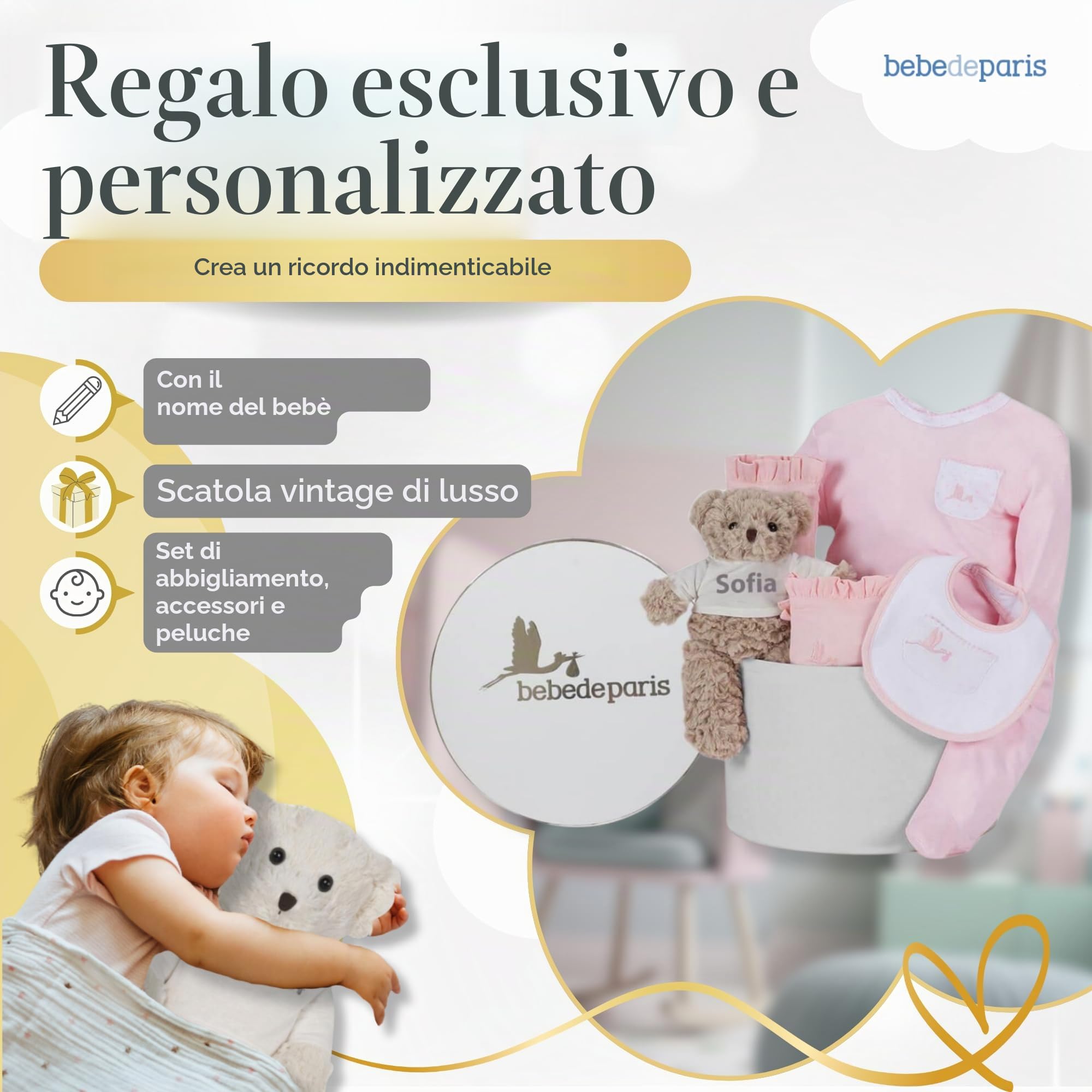 Prezioso Regalo Rosa Personalizzato per la Nascita | Presentato in una scatola molto elegante | Regalo classico essenziale per neonato dalla taglia 3 ai 6 mesi |