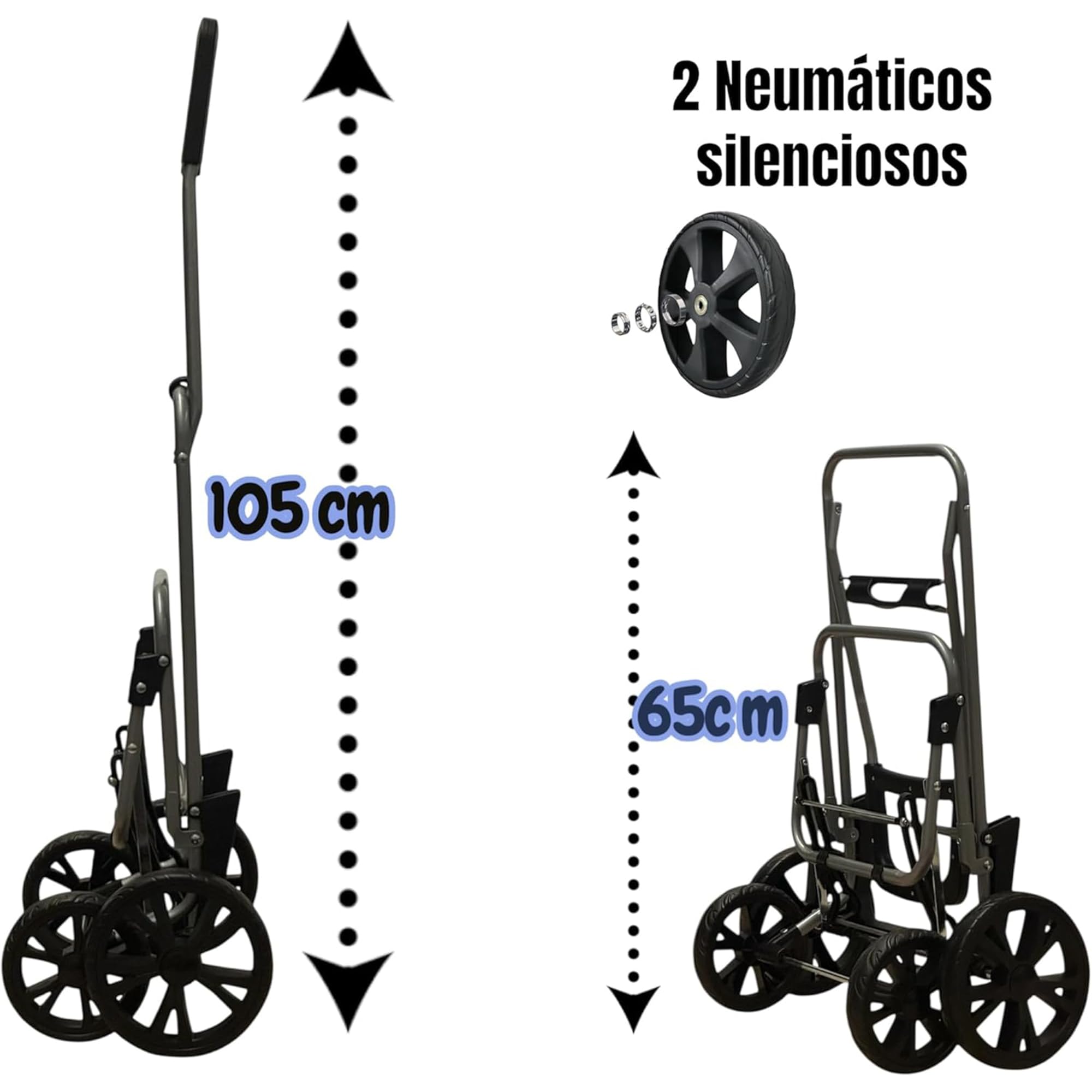 Various Carrito de Compra Plegable con Bolsa Térmica Impermeable y 4 Ruedas,Ligero, 105x44x38cm,40 litros,Resistente y Reutilizable – Burdeo