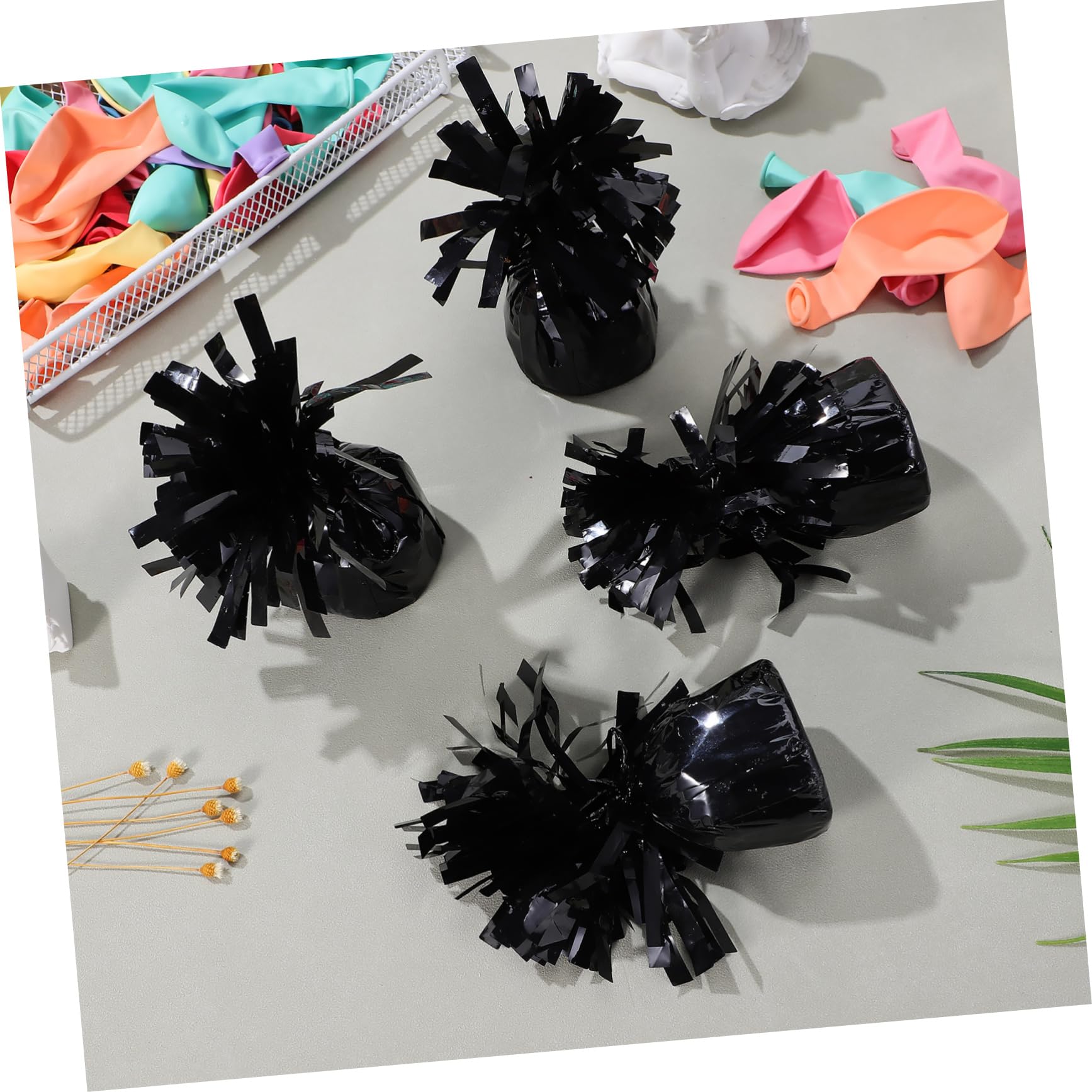 ABOOFAN Pesi per Palloncini 8 Pezzi, in Pet Nero, Riutilizzabili e Facili da Usare, per Matrimonio e Tavoli, Design Compatto e Stabile