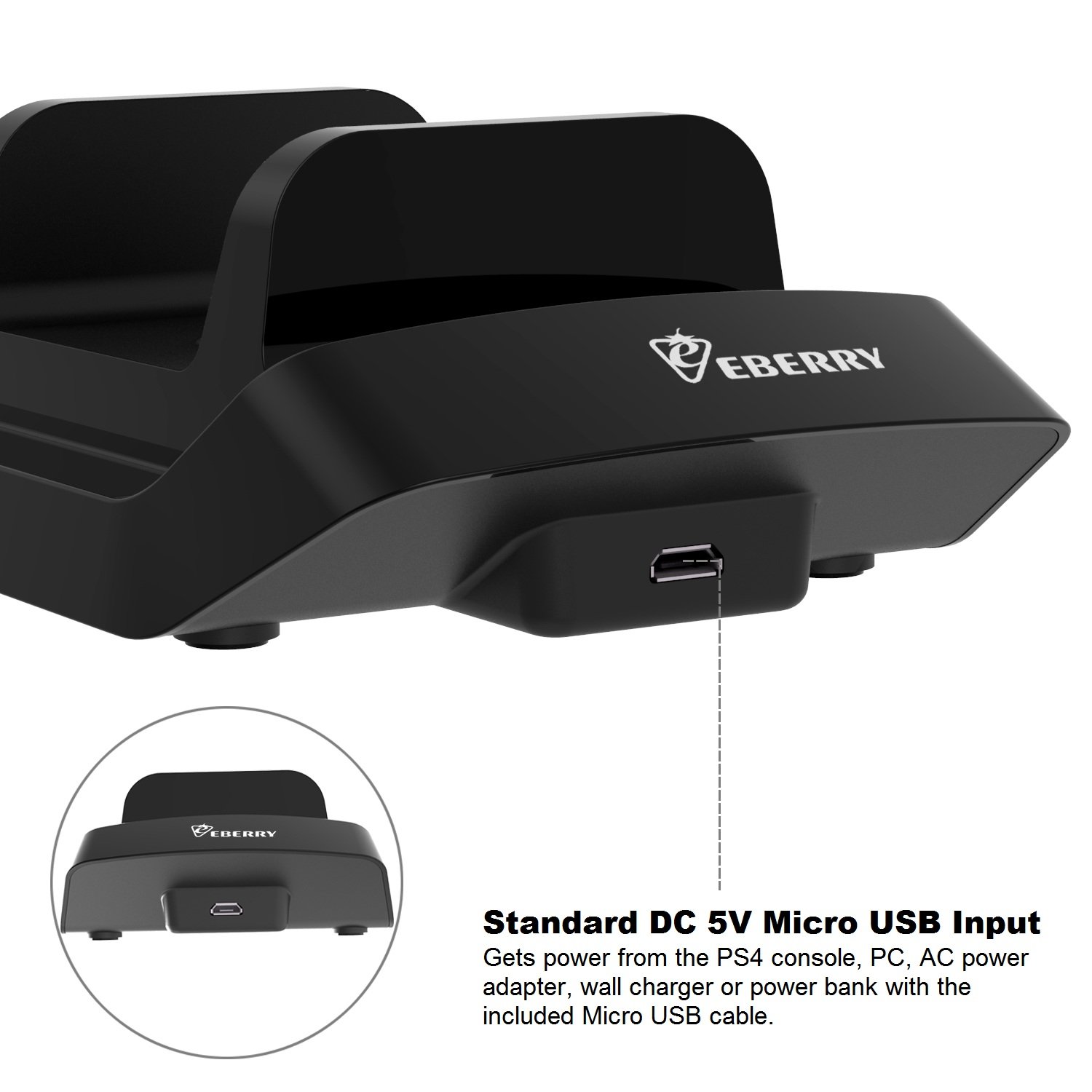 PS4 Controller Charger, eBerry Docking Station for Playstation 4 & PS4 Pro & PS4 Slim Controller Charging Adapter with LED Light Indicators