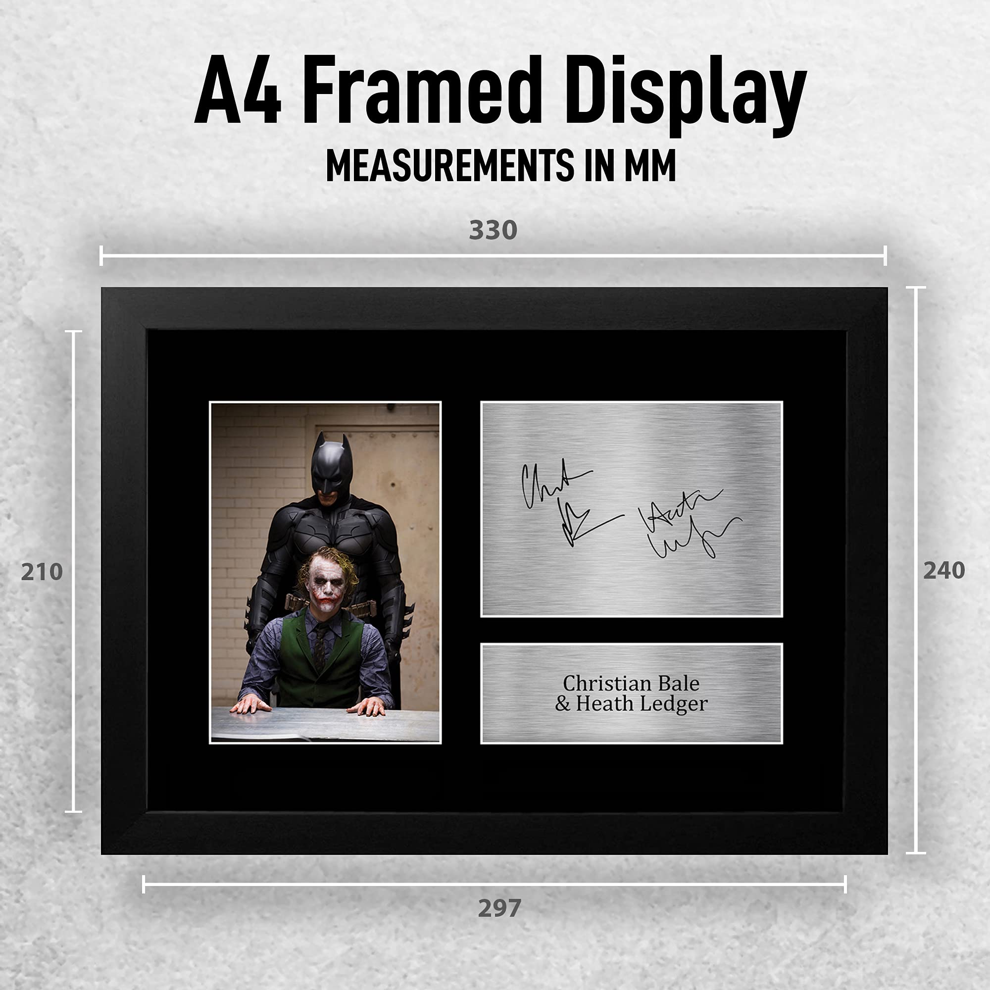 HWC Trading FR A4 Christian Bale & Heath Ledger The Dark Knight Joker Regali Stampati Autografo Firmato Immagine Per Gli Appassionati Di Memorabilia Di Film - A4 Framed