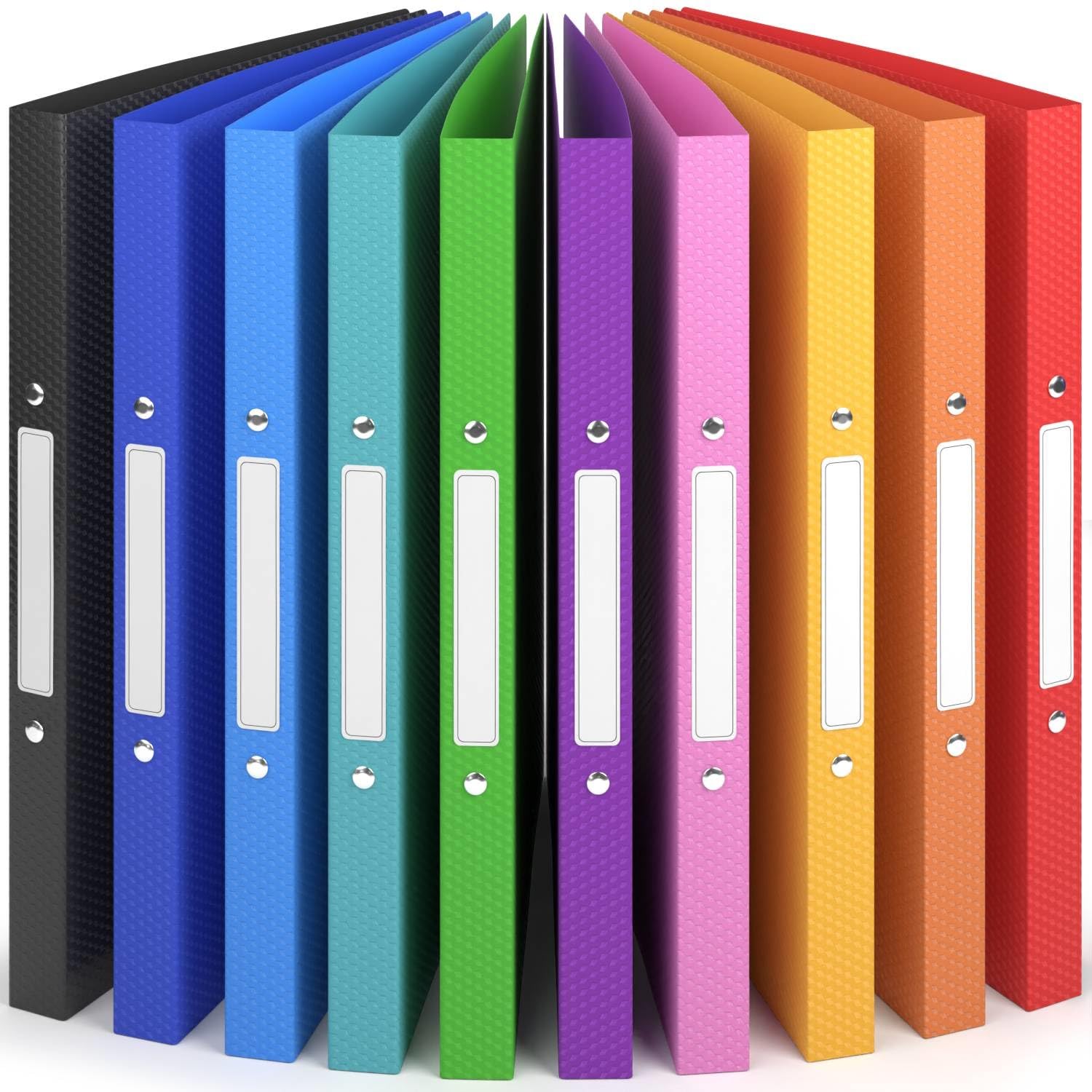 ACROPAQ - 10 x Ring Binder A4 - Flexible A4 Folder Files for 100 Pages, Binders with 2 Rings, Spine Width 2.5 cm, Rainbow ‘Nature’ Color Collection - Slim Binder, School Folder, Plastic Folder