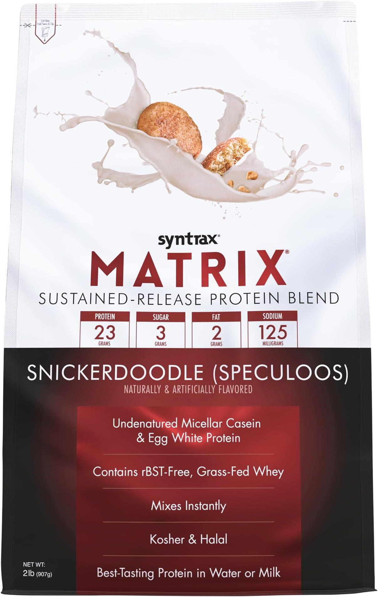 Syntrax Nutrition Matrix - Sustained-Release Protein Blend, Snickerdoodle 2 lbs. Real Cookie Pieces
