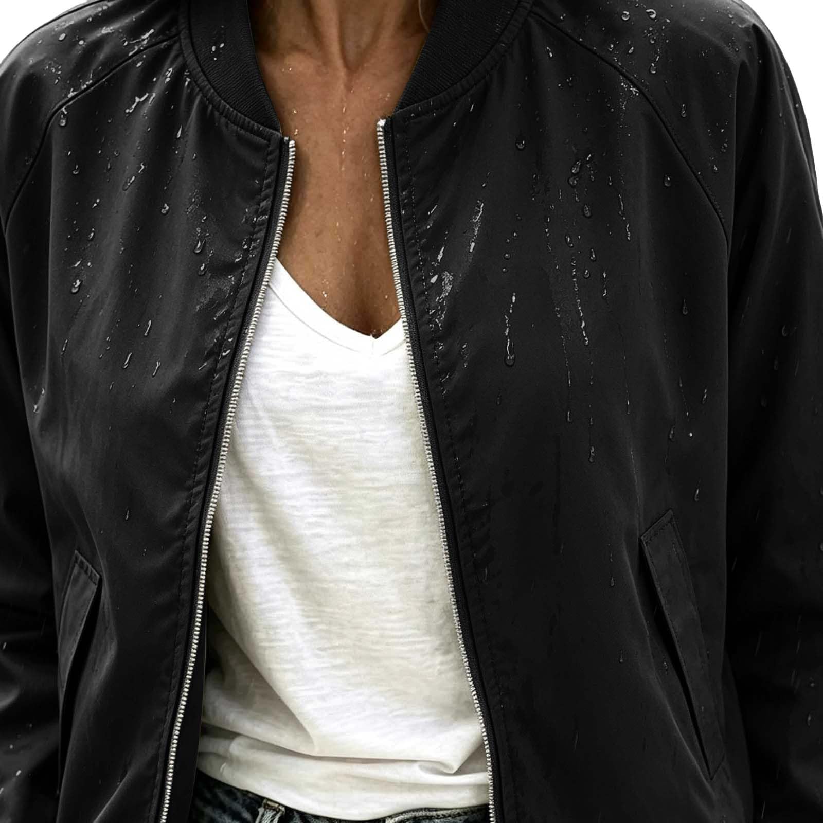 Regenjacke Damen Wasserdicht Bomberjacke Leichte Windbreaker Fahrradjacke | Windjacke Atmungsaktiv Wanderjacke Einfarbige Sportjacke Casual Laufjacke Outdoorjacke Übergangsjacke
