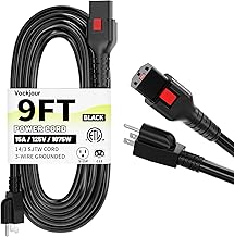 9FT Power Cord 3 Prong C13 with Lock, Suitable for Computer, Monitor, Instant Pot, Treadmill, Copier, TV, Heavy Duty 14AWG, 15A, 125V, Black
