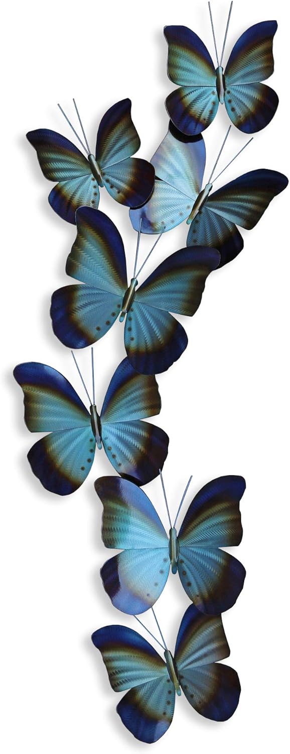 T.I. Design Blue Butterflies Contemporary Metal Wall Decor