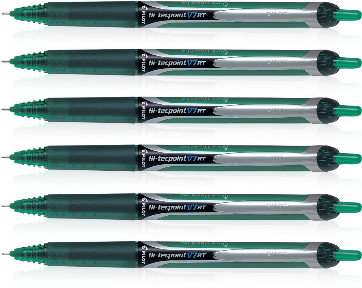 Pilot 019596 Hi-Tecpoint V7 RT Pen (Green - Pack of 6)