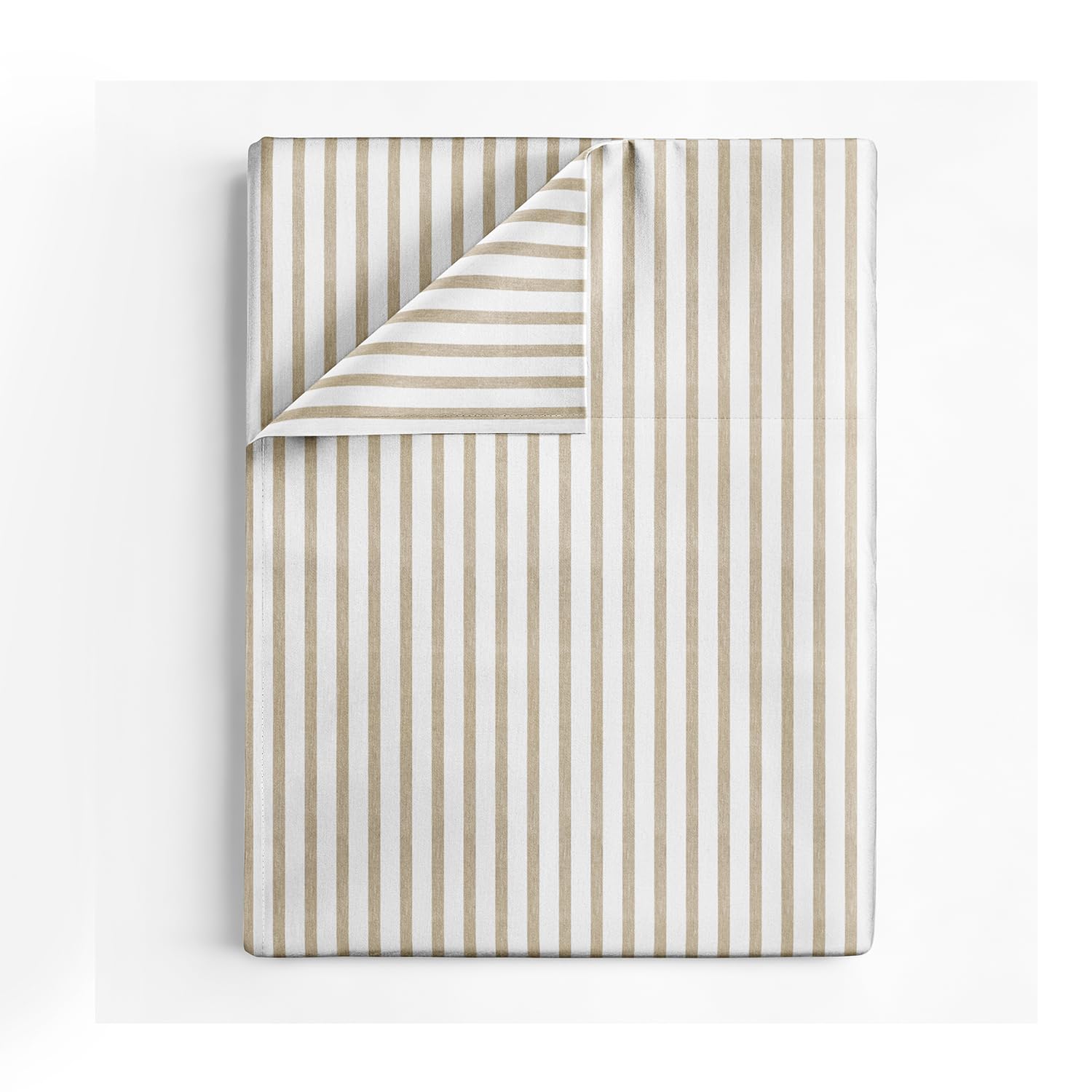 CGK Unlimited Full Size Flat Sheet - Comfortable, Breathable & Cooling Top Bed Sheet - Hotel Luxury, Fade Resistant Flat Sheet - Extra Soft & Comfy - Easy Care - Beige Stripes Flat Sheet Only