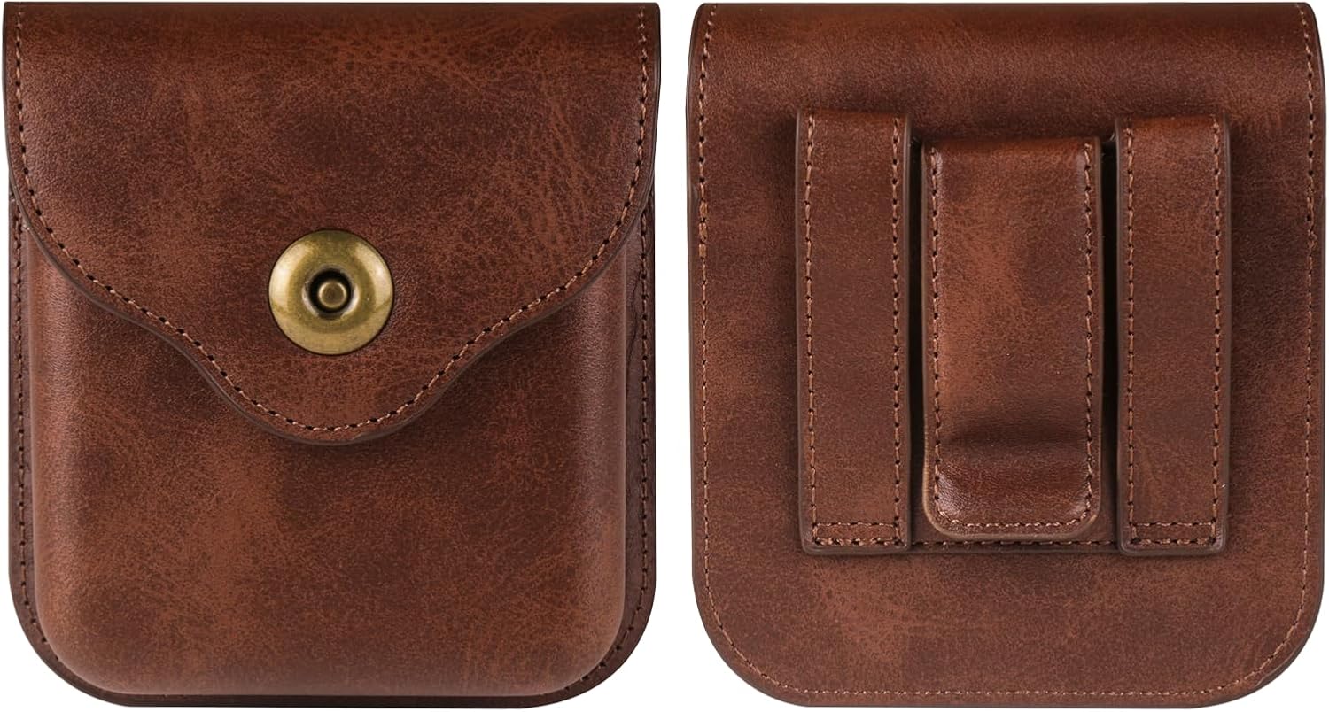 Cellphone Waist Bag with Card Holder Compatible with Samsung Galaxy Z Flip 6/Z Flip 5/Z Flip 4/Z Flip 3/Z Flip 4G 5G, Mens Leather Holster Case with Belt Clip Carrying Case Waist Bag for Cellphone