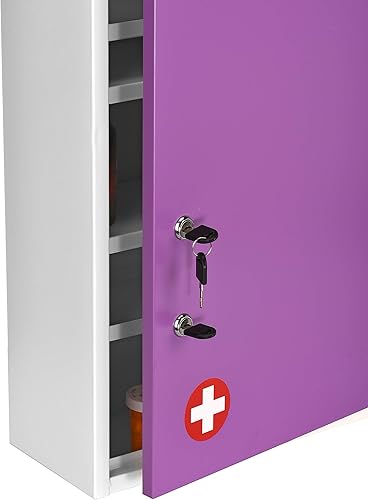 Miniatura 5 de AdirMed Botiquín de medicina con bloqueo, gabinete de primeros auxilios para montar en la pared con cerradura, botiquín de pared con cerradura doble