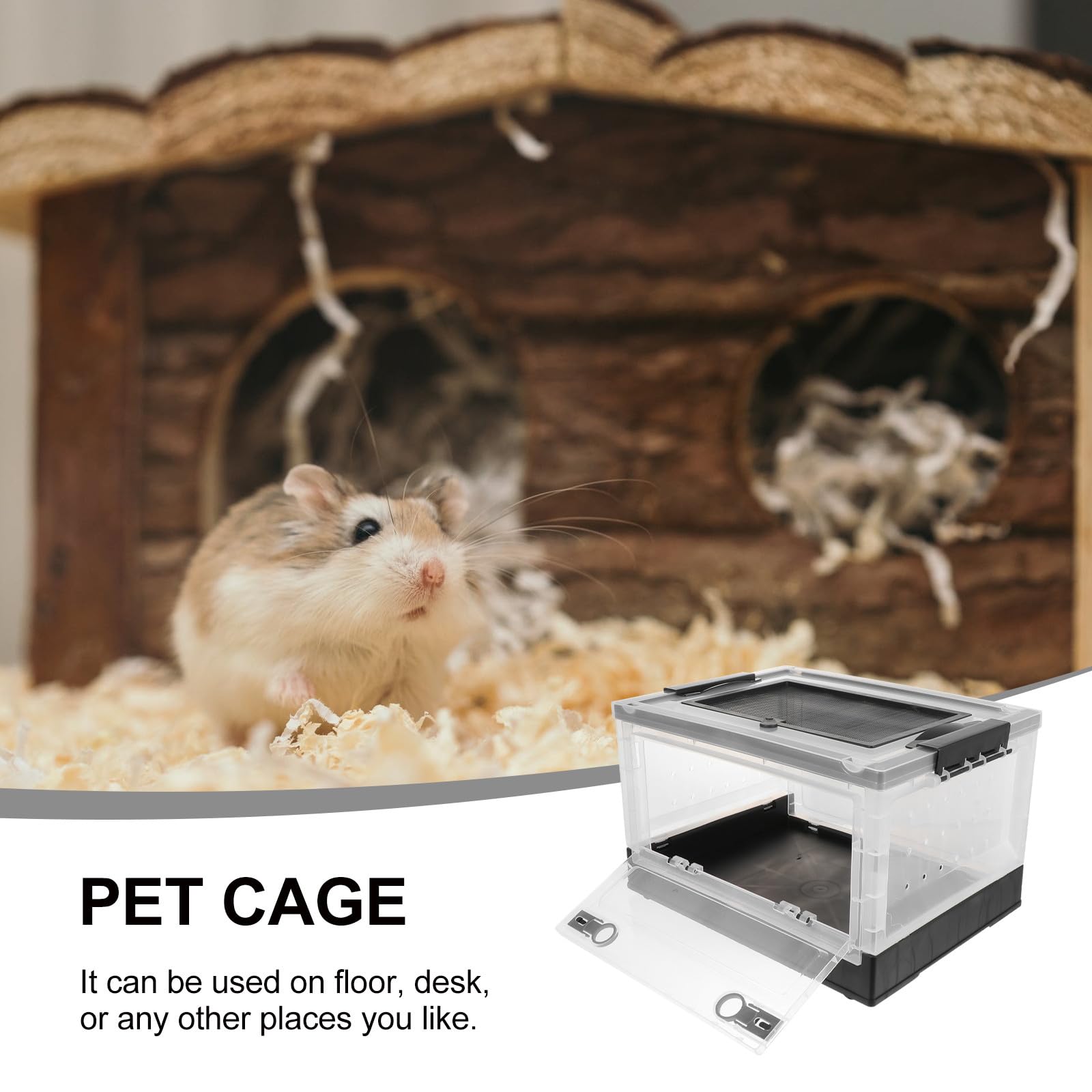 Gatuida Jaula Apertura Frontal y Superior Separada de Plástico Múltiples Orificios de Ventilación Ligera y Conveniente para Alimentar para Hámster Adecuado para Mascotas Pequeñas